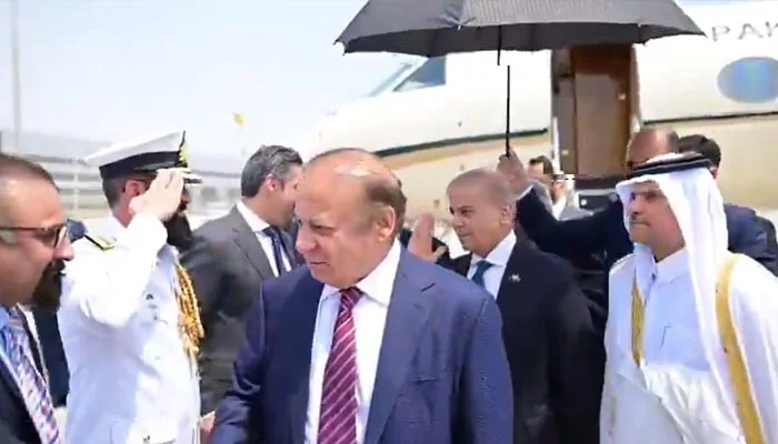 PM Shehbaz arrives in Doha to condole demise of ex-Qatar emir Sheikh Hamad